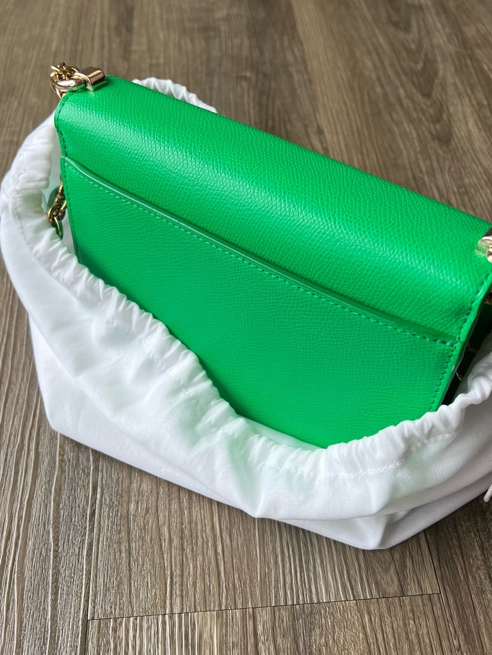 Furla Emerald Green Leather Crossbody with Gold Chain - Picture 12 of 12